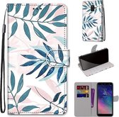 Voor Samsung Galaxy A6 2018 Gekleurde Tekening Cross Textuur Horizontale Flip PU Lederen Case met Houder & Kaartsleuven & Portemonnee & Lanyard (Roze Groene Naalden)