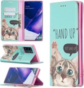 Voor Samsung Galaxy Note20 Ultra Gekleurde Tekening Patroon Onzichtbare Magnetische Horizontale Flip PU Lederen Case met Houder & Kaartsleuven & Portemonnee (Kat)