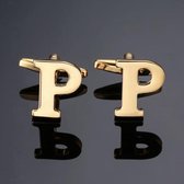 1 paar gouden letters AZ naam Manchetknopen heren Frans overhemd Manchetknopen (P)-Goud