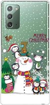 Voor Samsung Galaxy Note20 Christmas Series Clear TPU beschermhoes (Penguin Family)