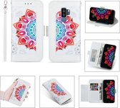 Voor Samsung Galaxy S9 + afdrukken Tweekleurig half Mandala-patroon Dubbelzijdige magnetische gesp Horizontale flip lederen tas met houder & kaartsleuven & portemonnee & fotolijst & lanyard (