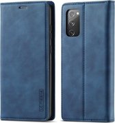 Voor Samsung Galaxy S20 FE LC.IMEEKE Sterk magnetisme Ultradunne horizontale flip schokbestendig Matte TPU + PU lederen tas met houder & kaartsleuven & portemonnee (blauw)