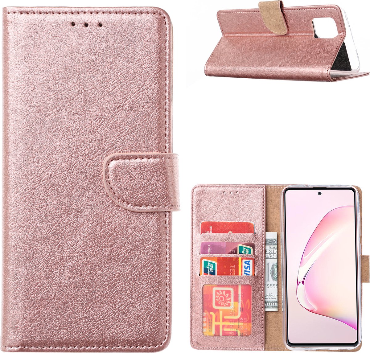 Hoesje Geschikt Voor Samsung Galaxy A41 Portemonnee Hoesje - Rose Goud