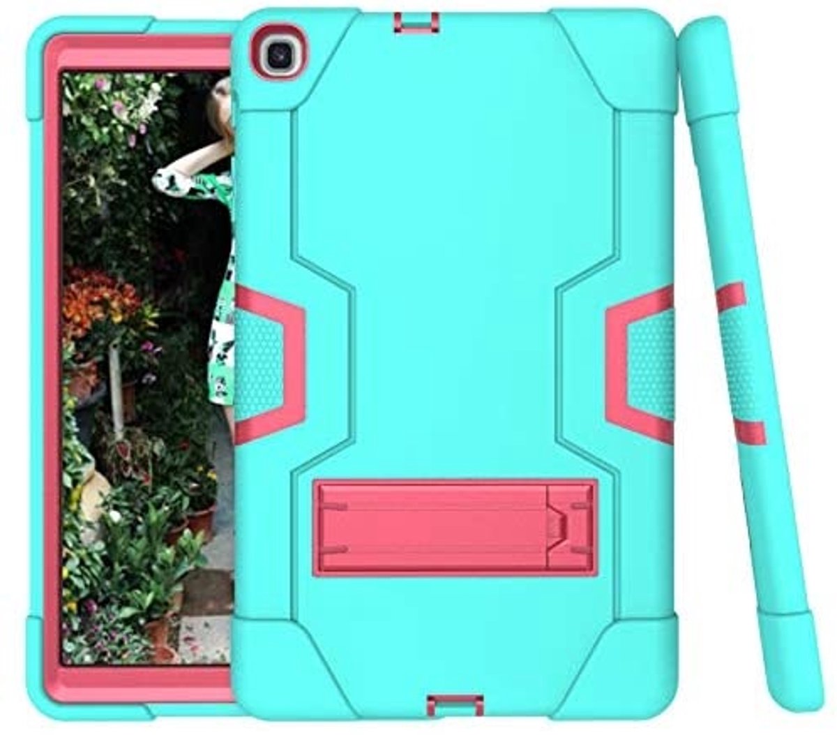 Hoes Geschikt voor Samsung Galaxy Tab A 10.1 Hoes (2019) Armor Kickstand Case - Mint Groen