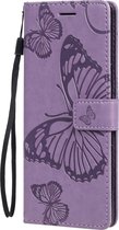Sony Xperia L4 Hoesje - Mobigear - Butterfly Serie - Kunstlederen Bookcase - Paars - Hoesje Geschikt Voor Sony Xperia L4