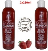Ambachtelijke Pure Aardbeien douche en bad gel 2 x 250ml. Extra voeding voor huid en haar. Aanbevolen door dermatologen