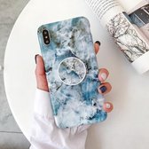 Glanzende marmeren opvouwbare beugel TPU-hoesje voor iPhone X / XS (Z8)