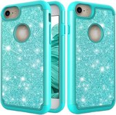 Glitterpoeder Contrast Skin Shockproof Silicone + PC-beschermhoes voor iPhone 6 & 6s & 7 & 8 (groen)