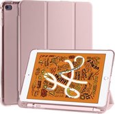 Voor iPad Mini 5 / Mini 4 3-opvouwbare horizontale flip PU-leer + schokbestendige TPU-hoes met houder en pengleuf (roze)