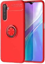 Voor OPPO Realme 6 metalen ringhouder 360 graden roterende TPU-hoes (rood + rood)