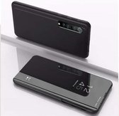 Voor OPPO Realme 7 vergulde spiegel horizontale flip lederen tas met houder (zwart)