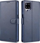 Voor Samsung Galaxy A12 AZNS Kalfsstructuur Horizontale Flip Leren Case met Houder & Kaartsleuven & Portemonnee & Fotolijst (Blauw)