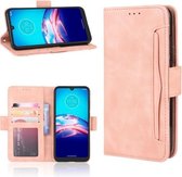 Voor Motorola Moto E6i Skin Feel Calf Pattern Horizontale Flip lederen tas met houder & kaartsleuven & fotolijst (roze)