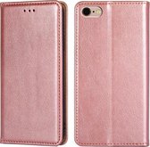 Voor iPhone 7/8 / SE (2020) PU + TPU Glanzende Olie Effen Kleur Magnetische Horizontale Flip Leren Case met Houder & Kaartsleuf & Portemonnee (Goud)