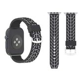 Voor Apple Watch Series 3 & 2 & 1 42 mm Fashion Fishbone patroon siliconen horlogebandje (zwart + wit)