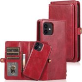Meerdere kaartsleuven Afneembare magnetische horizontale flip lederen tas met kaartsleuven & houder & portemonnee voor iPhone 12 mini (rood)