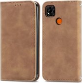 Voor Xiaomi Redmi 9C Retro Skin Feel Business Magnetische Horizontale Flip Leren Case Met Houder & Kaartsleuven & Portemonnee & Fotolijst (Bruin)