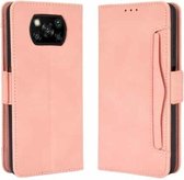 Voor Geschikt voor Xiaomi Poco X3 NFC Wallet Style Skin Feel Kalfspatroon lederen tas met aparte kaartsleuf (roze)