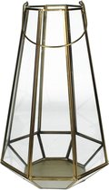 Lux - windlicht- goud - metaal -24x24x35- (L)