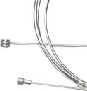 Zilverkleurige remkabel met metalen nippel aan beide uiteinden.