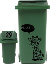 Sticker set container Giraf plastic tekstballon + huisnummer deksel | Rosami Decoratiestickers