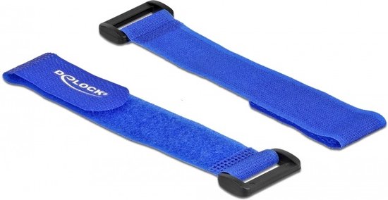 Serre-câbles Fermetures velcro avec boucle 190 x 25mm / bleu (5 pièces)