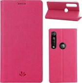 Voor Motorola Moto G8 Plus Magneet Horizontaal Flip Schokbestendig TPU + PU lederen beschermhoes Kaartsleuf en houder (roze)