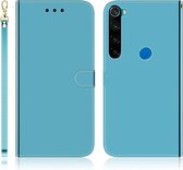 Voor Xiaomi Redmi Note 8 geÃ¯miteerd spiegelend oppervlak horizontaal flip lederen tas met houder & kaartsleuven & portemonnee & lanyard (blauw)