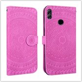 Voor Huawei Y7 2019 Pressed Printing Pattern Horizontal Flip PU Leather Case with Holder & Card Slots & Wallet & & Lanyard (Violet)