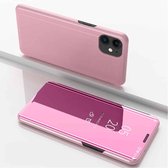 Voor iPhone 12 Pro 6.1 inch vergulde spiegel horizontale flip lederen tas met houder (rose goud)