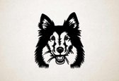 Wanddecoratie - Hond - Sheltie 2 - S - 51x45cm - Zwart - muurdecoratie - Line Art