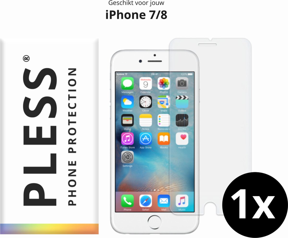 iPhone 7 en iPhone 8 Screenprotector Glas - 1x - Pless®