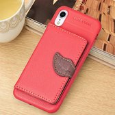 Litchi Texture PU + TPU horizontaal flip lederen tas voor iPhone XR, met houder & kaartsleuven & portemonnee & fotolijst (rood)