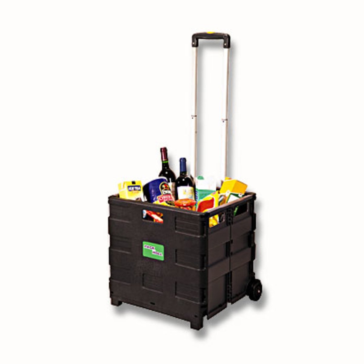 relaxdays boodschappentrolley - krat op wielen - 57 liter - opvouwbaar - trolley - zwart