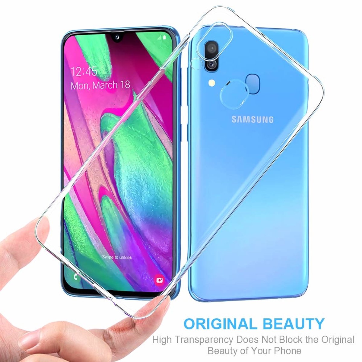 Samsung Galaxy A40 Hoesje Clear TPU Case - Transparant - van Bixb