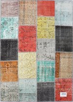 Vloerkleed Vintage 165x233 cm Handgeknoopt Patchwork Tapijt tapijten woonkamer