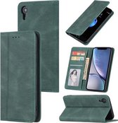 Huid Voel Druk Lijn Magnetische Horizontale Flip Lederen Case met Houder & Kaartsleuf & Portemonnee & Fotolijst Voor iPhone XR (Groen)