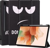 Samsung Galaxy Tab S7 FE Hoes - Mobigear - Tri-Fold Serie - Kunstlederen Bookcase - Do Not Touch - Hoes Geschikt Voor Samsung Galaxy Tab S7 FE