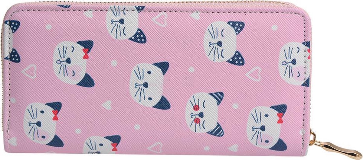 Juleeze Portemonnee 10x19 cm Roze Kunstleer Rechthoek Katten