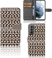 Bookcase Samsung Galaxy S21 FE Hoesje Aztec Brown