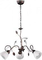 Trio Kroonluchter Traditio 150 X 70 Cm Staal/Glas Roestbruin/Wit