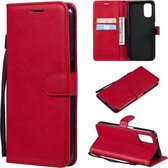 Voor OPPO Realme V5 5G Effen Kleur Horizontale Flip Beschermende Lederen Case met Houder & Kaartsleuven & Portemonnee & Fotolijst & Lanyard (Rood)