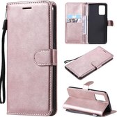 Voor OPPO F19/A74 4G Effen Kleur Horizontale Flip Beschermende Lederen Case met Houder & Kaartsleuven & Portemonnee & Fotolijst & Lanyard (Rose Goud)