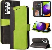 Voor Samsung Galaxy A52 5G/4G Zakelijke Stiksels-Kleur Horizontale Flip PU Lederen Case met Houder & Kaartsleuven & Fotolijst (Groen)