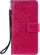 Voor Xiaomi Redmi Note 10 Pro Max Totem Bloem Reliëf Horizontale Flip TPU + PU Lederen Case met Houder & Kaartsleuven & Portemonnee (Rood)