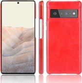 Voor Google Pixel 6 Pro Schokbestendige Litchi-textuur pc + PU-hoes (rood)