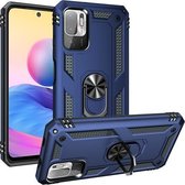 Voor Geschikt voor Xiaomi Redmi Note 10 5G Schokbestendige TPU + pc-beschermhoes met 360 graden roterende houder (blauw)