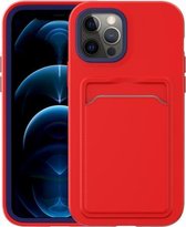 Tweekleurige TPU + pc-beschermhoes met kaartsleuf voor iPhone 12 Pro Max (rood + blauw frame)