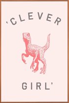 JUNIQE - Poster met kunststof lijst Clever Girl -20x30 /Roze