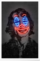 JUNIQE - Poster Neon Joker -13x18 /Grijs & Rood